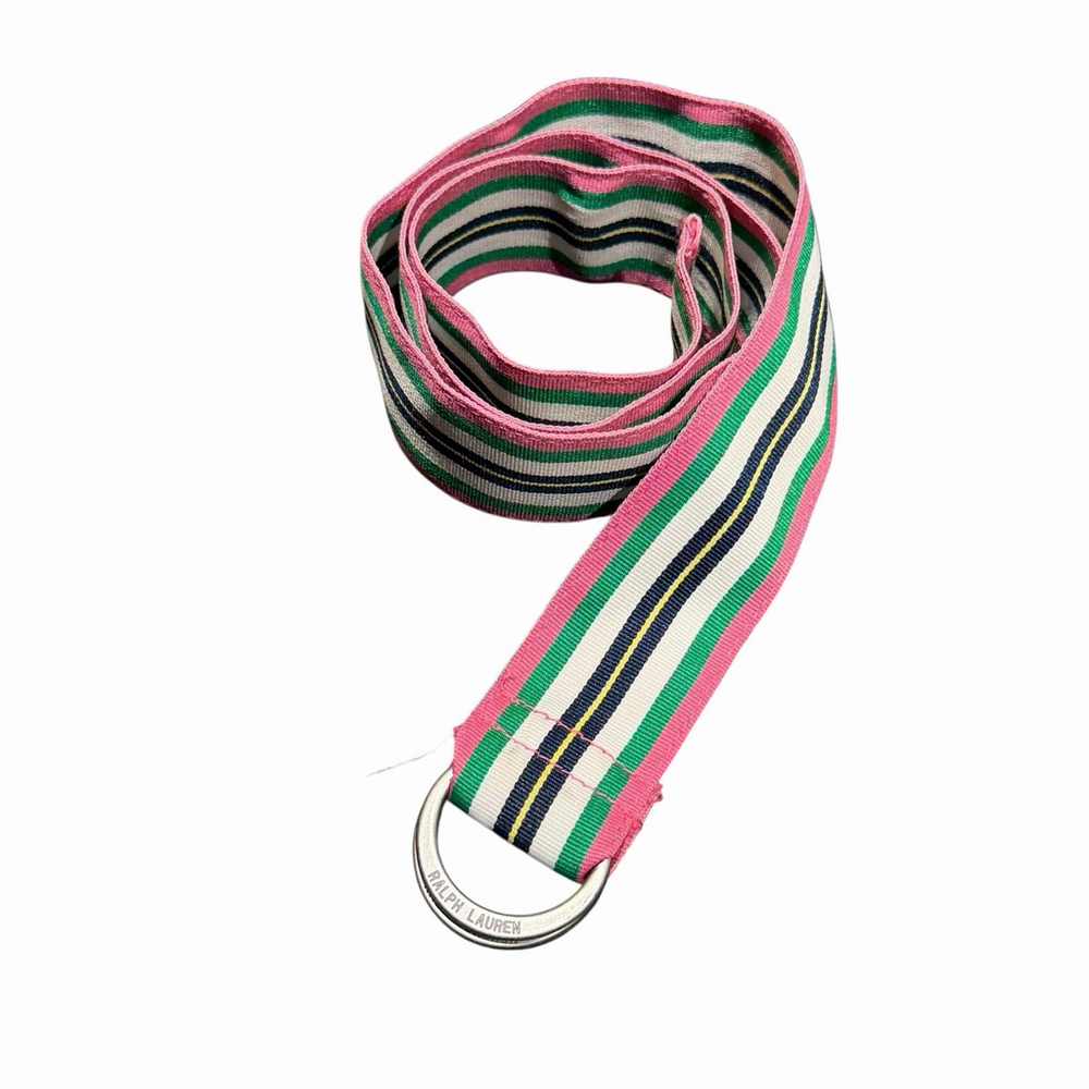 Polo Ralph Lauren Girls Size 6X Striped Web Belt Pink Green Navy Preppy D Ring‎